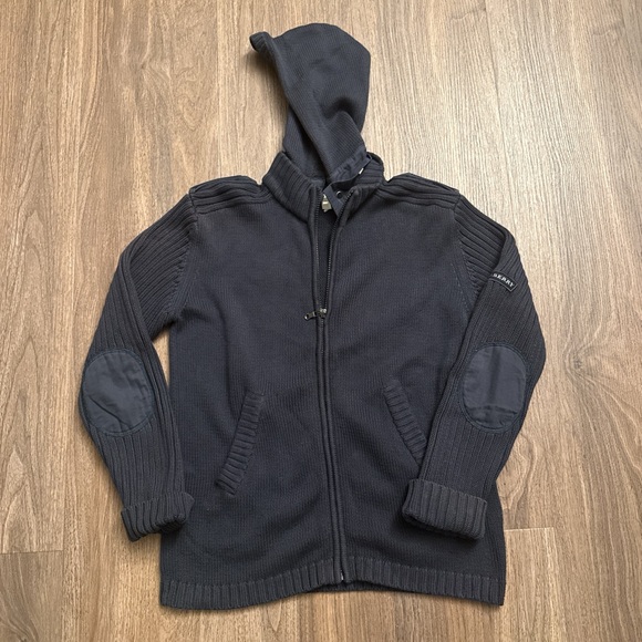 Burberry Other - Burberry blue Hooded Cardigan with Elbow Patches